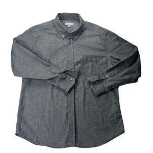 Ash & Erie Men's Gray Button Up Shirt Long Sleeve Stretch Casual Oxford Size L